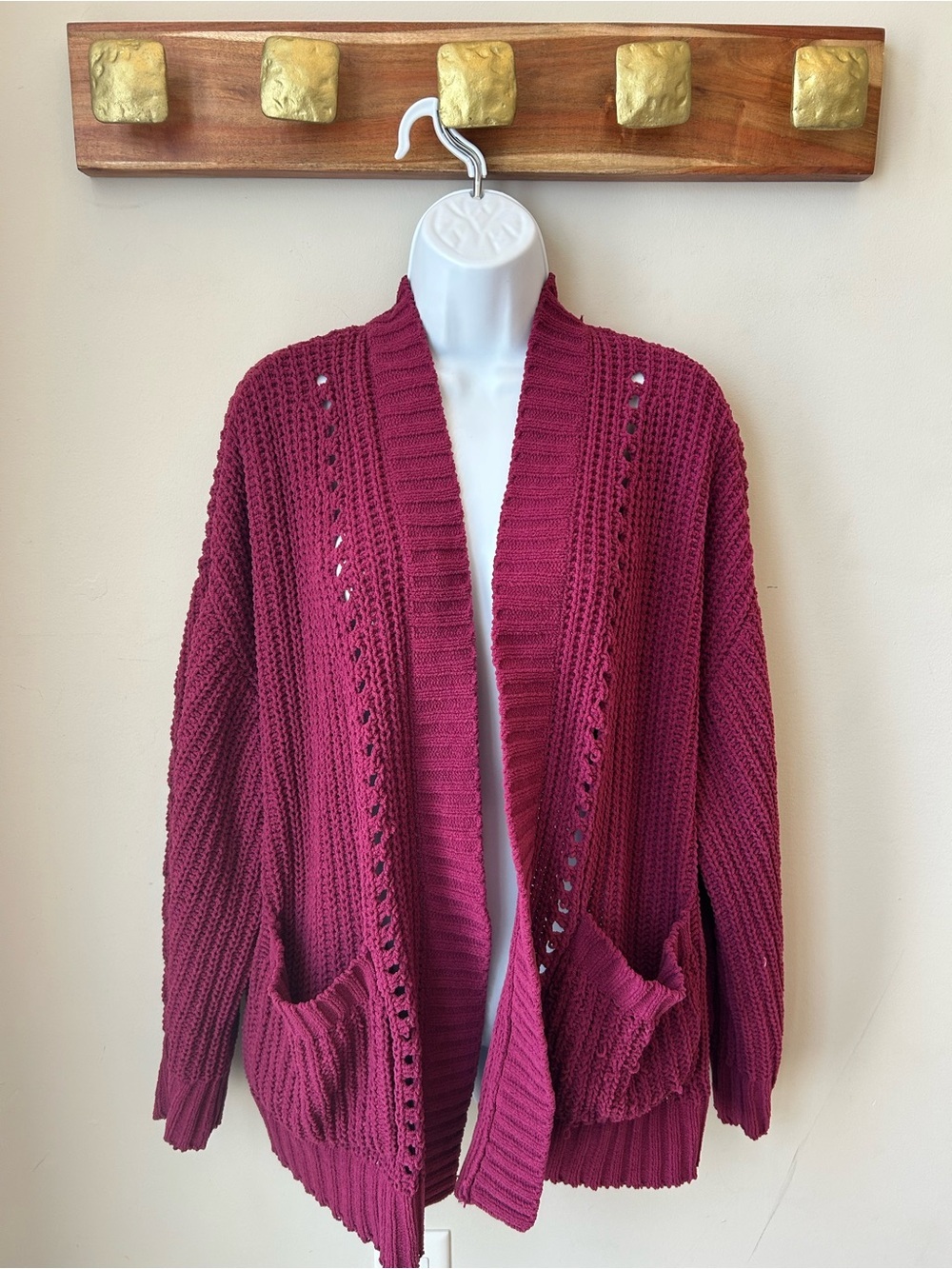 American Eagle Boho Coastal Grandmother Lightweight Knit Open Cardigan Oversized